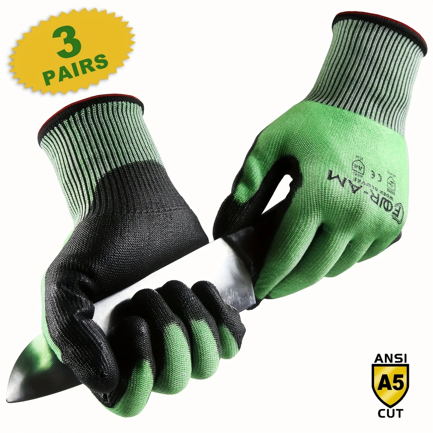 Level 5 Cut-Resistant Gloves – Heavy Duty, Nitrile Grip (1/3 Pair)