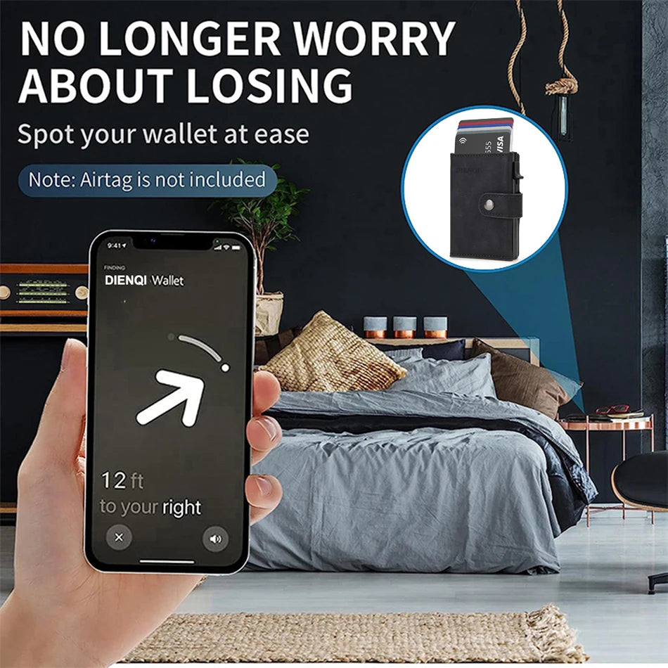 RFID Carbon Fiber Wallet with AirTag Slot