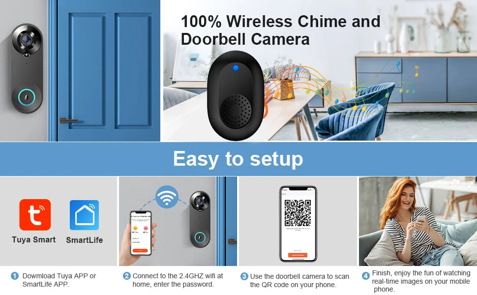 1080P Wireless Video Doorbell – WiFi, Motion & Night Vision