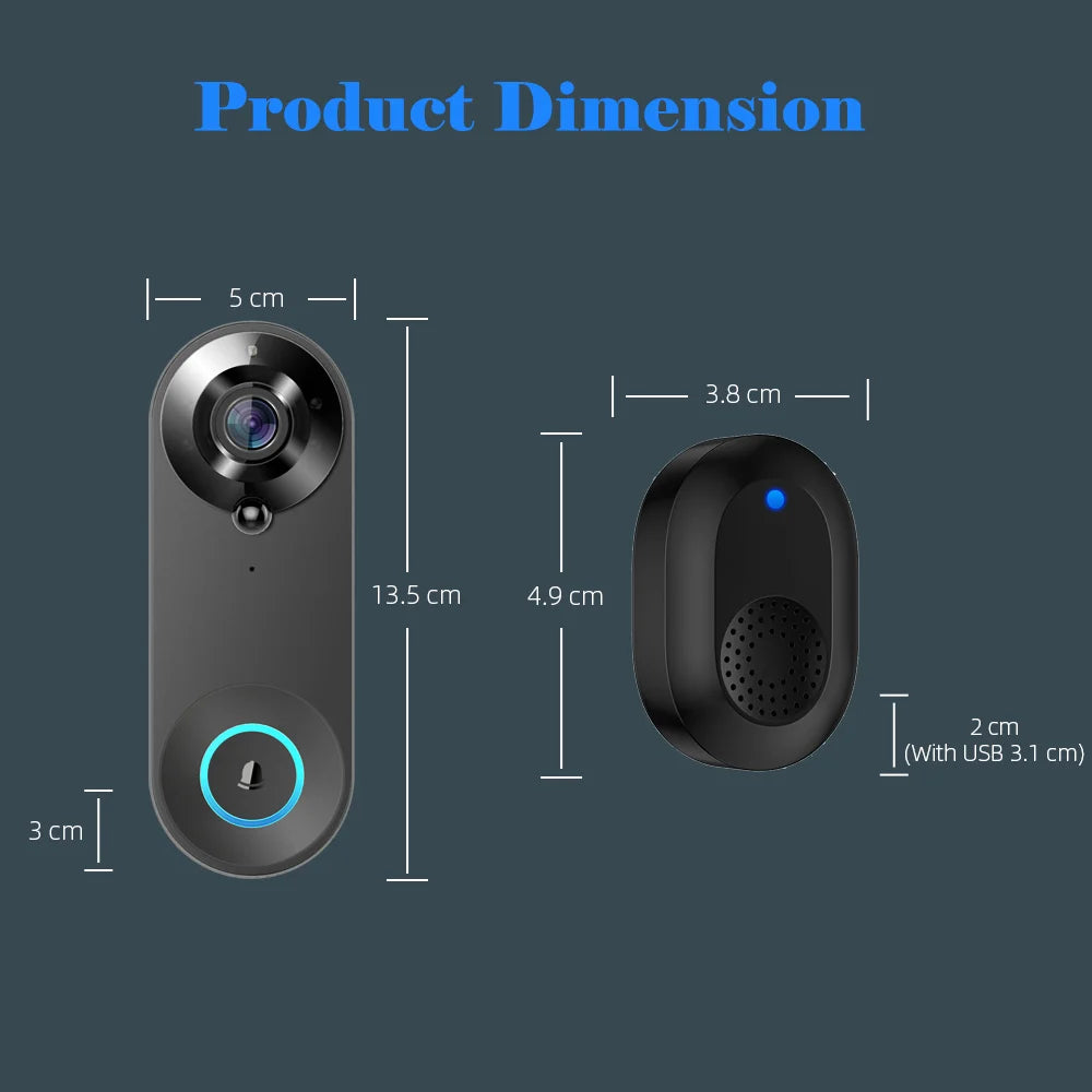 1080P Wireless Video Doorbell – WiFi, Motion & Night Vision