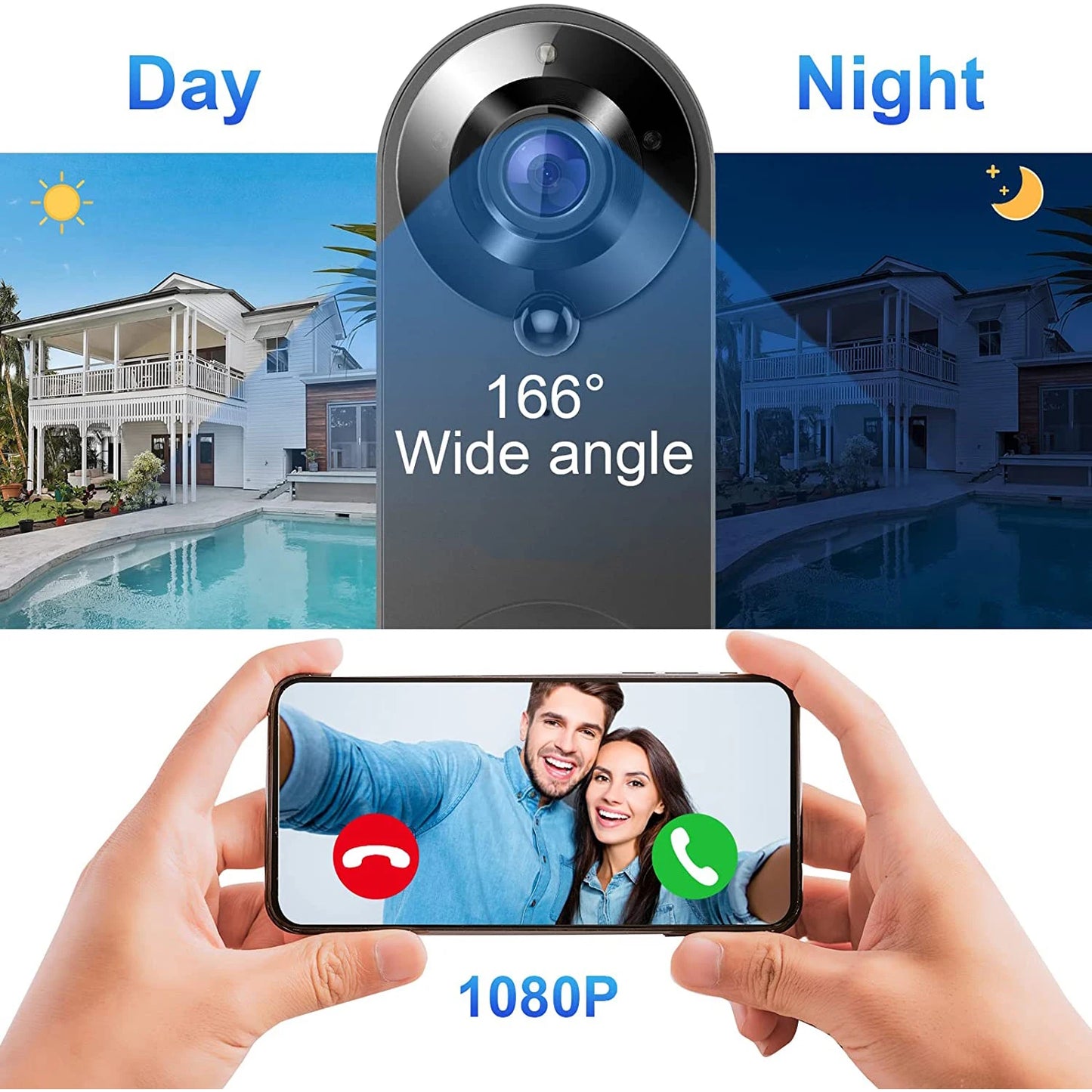 1080P Wireless Video Doorbell – WiFi, Motion & Night Vision