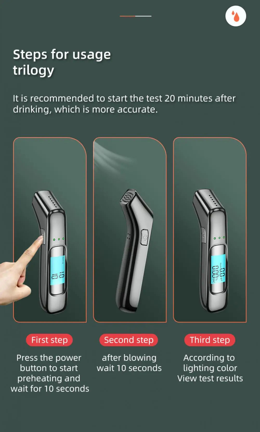 Non-Contact Digital Breathalyzer with LED Display – High-Accuracy Alcohol Tester